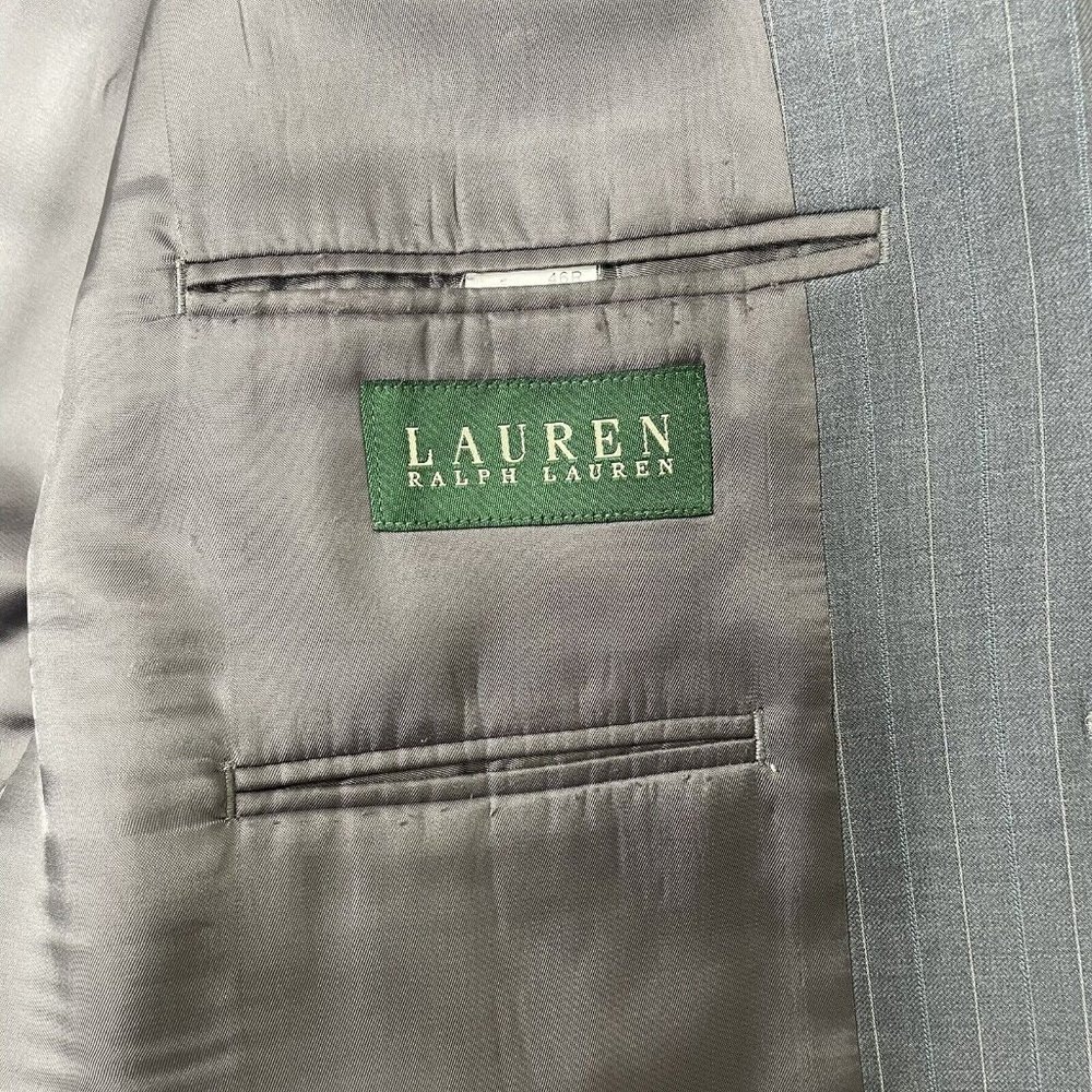 🦋Lauren Ralph Lauren Men's Gray Pinstriped Wool Coat 46R(S) - Picture 2 of 8